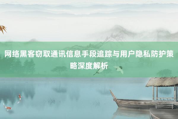 网络黑客窃取通讯信息手段追踪与用户隐私防护策略深度解析