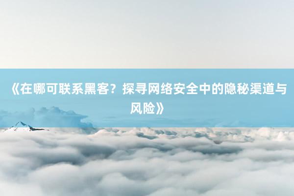 《在哪可联系黑客？探寻网络安全中的隐秘渠道与风险》